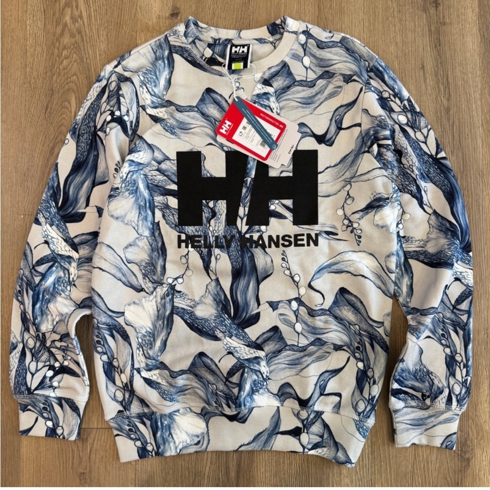 Helly Hansen Blue and White Patterned Sweatshirt